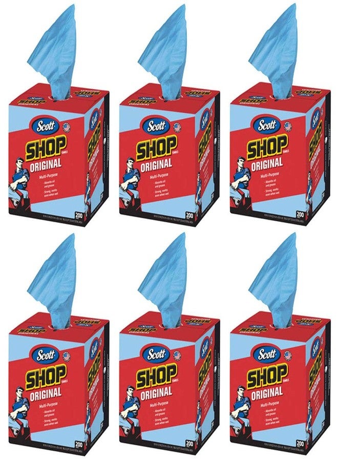 Scott gfv Kimberly-Clark 75190 Shop Towels, 10" x 12", Blue, 6 Box of 200 Towels - Image 1